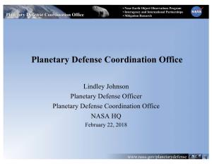 Planetary Defense Coordination Office • Mitigation Research