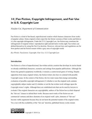 Fan Fiction, Copyright Infringement, and Fair Use in US Copyright