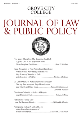 JOURNAL of LAW & Public Policy