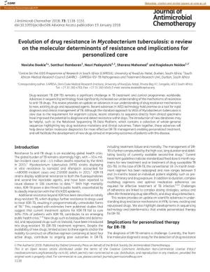 Evolution of Drug Resistance in Mycobacterium Tuberculosis: a Review on the Molecular Determinants of Resistance and Implications for Personalized Care