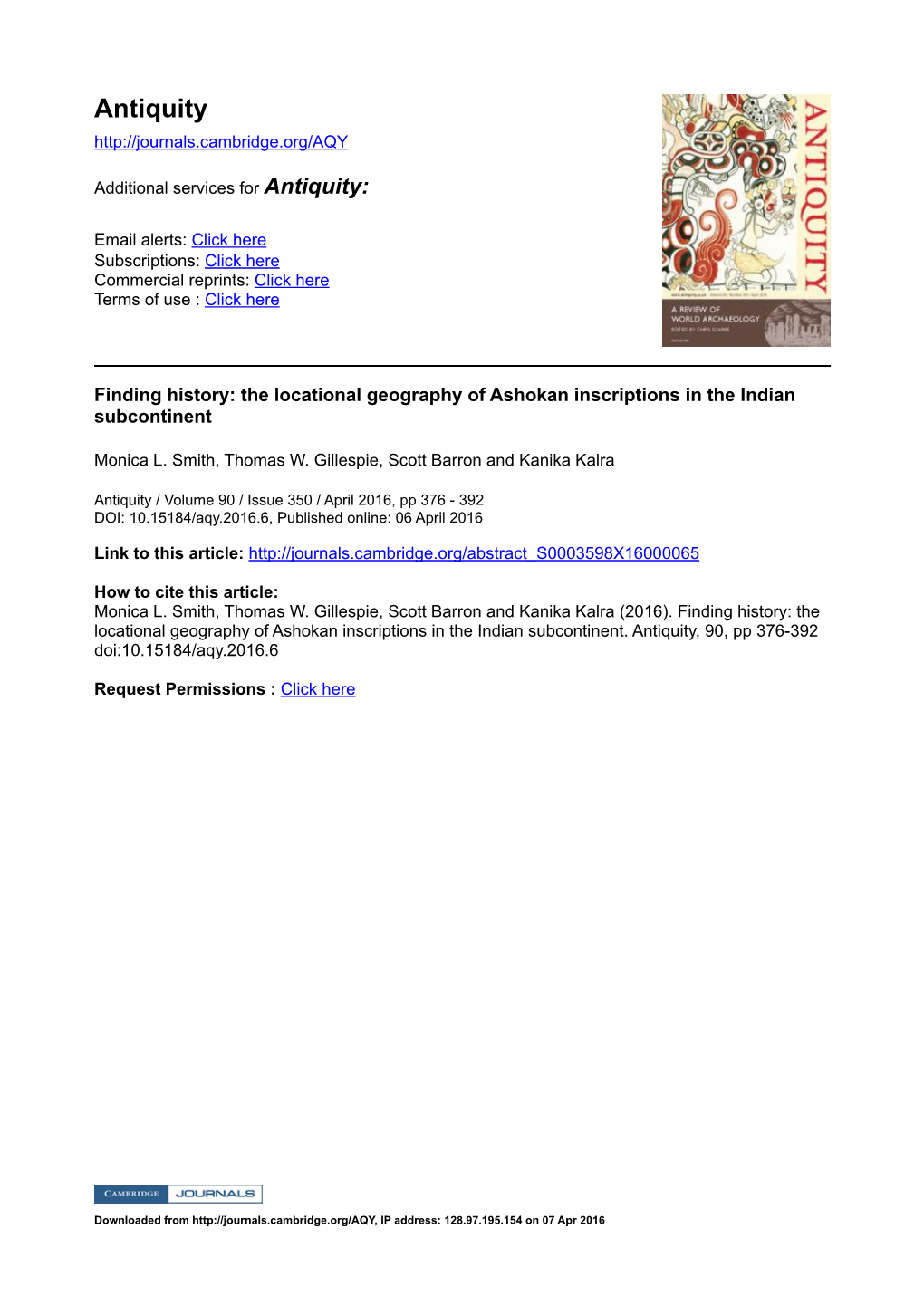 The Locational Geography of Ashokan Inscriptions in the Indian Subcontinent