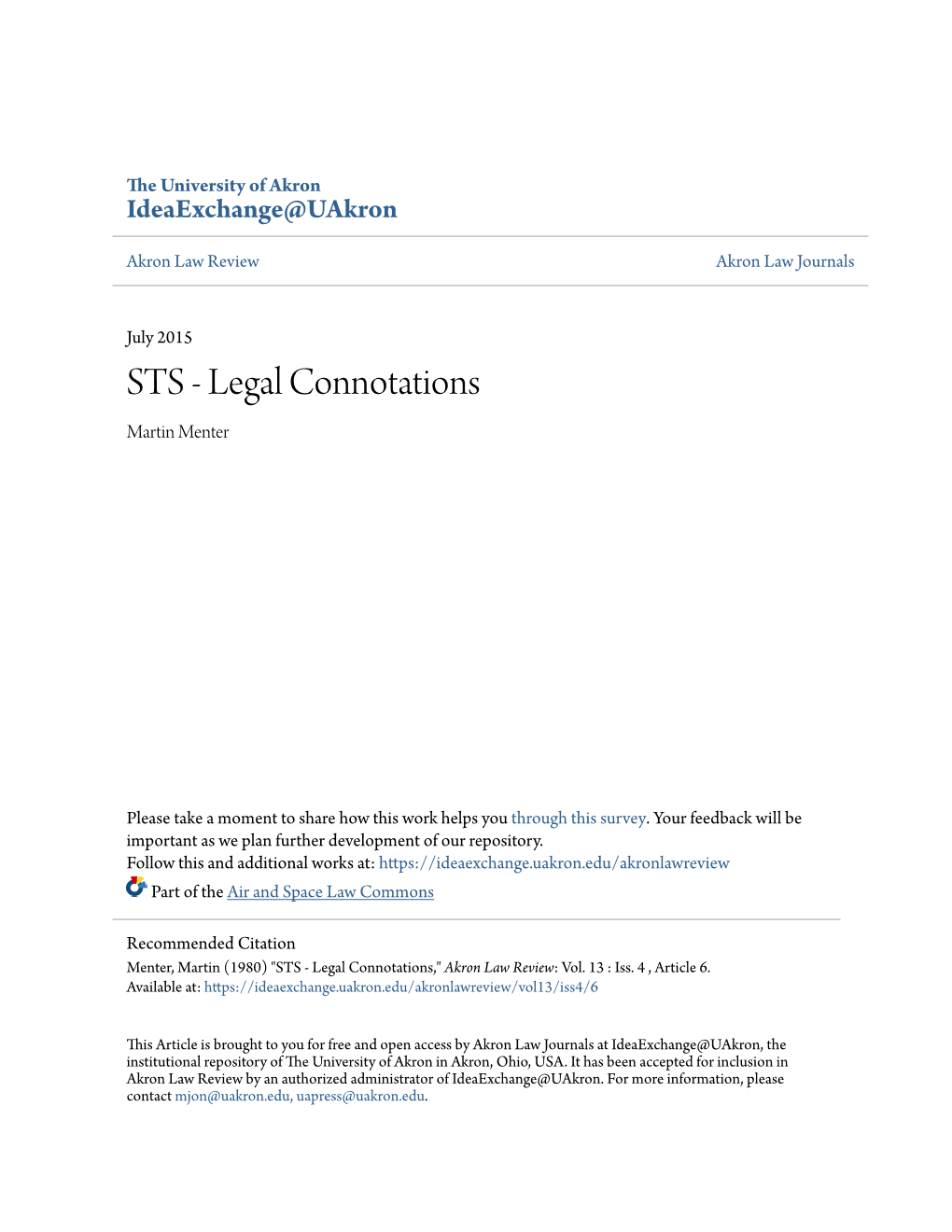 STS - Legal Connotations Martin Menter