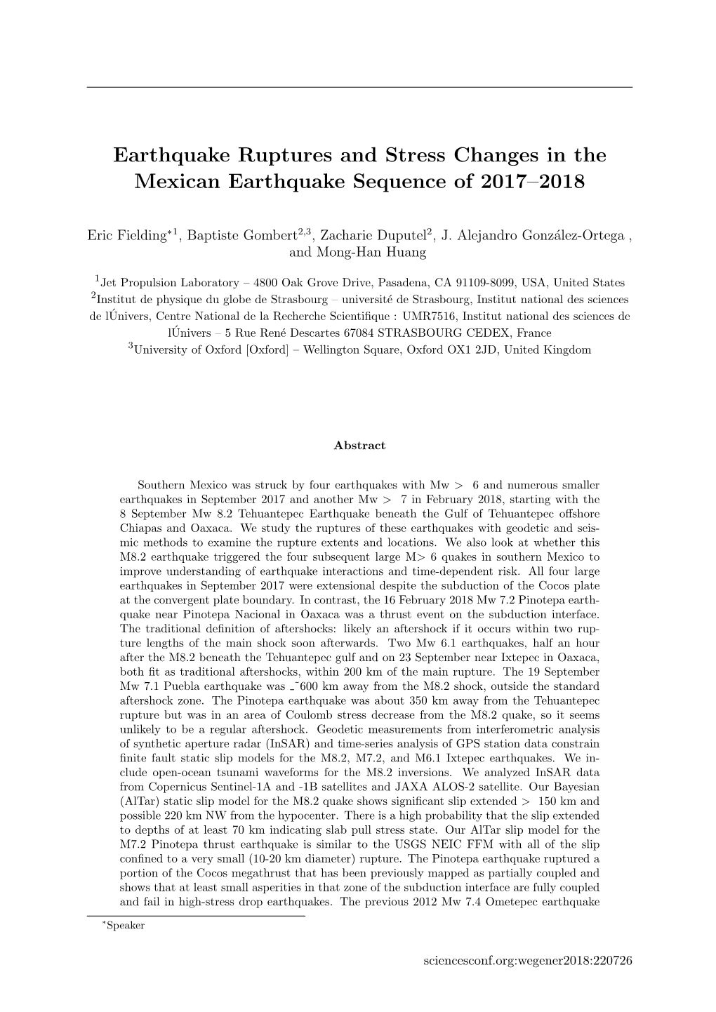 Earthquake Ruptures and Stress Changes in the Mexican Earthquake Sequence of 2017–2018