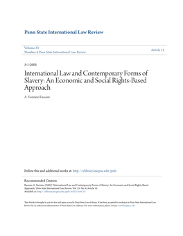 International Law and Contemporary Forms of Slavery: an Economic and Social Rights-Based Approach A