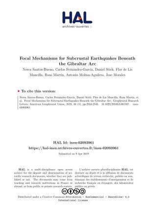 Focal Mechanisms for Subcrustal Earthquakes Beneath the Gibraltar