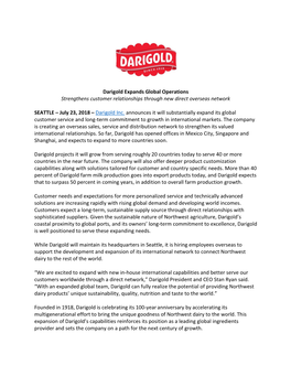 Darigold Expands Global Operations Strengthens Customer Relationships Through New Direct Overseas Network