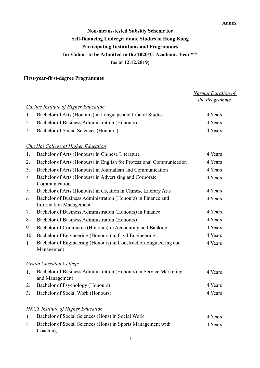 Annex Non-Means-Tested Subsidy