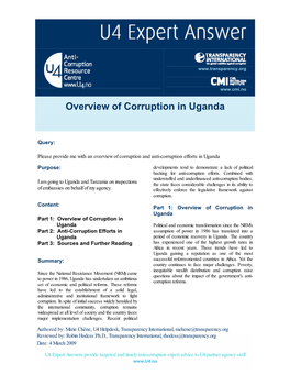 Overview of Corruption in Uganda