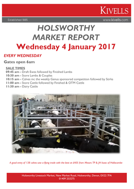 HOLSWORTHY MARKET REPORT Wednesday 4 January 2017