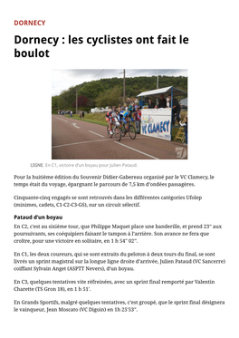 DORNECY Dornecy : Les Cyclistes Ont Fait Le Boulot