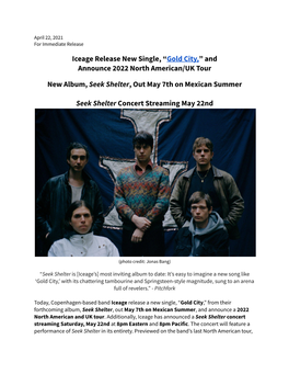 Iceage Release New Single, “Gold City,” and Announce 2022 North American/UK Tour