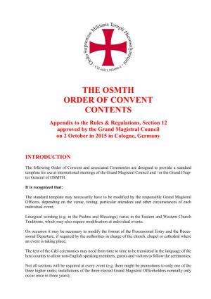 The Osmth Order of Convent Contents