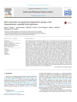 New Constraints on Equatorial Temperatures During a Late Neoproterozoic Snowball Earth Glaciation ∗ Ryan C