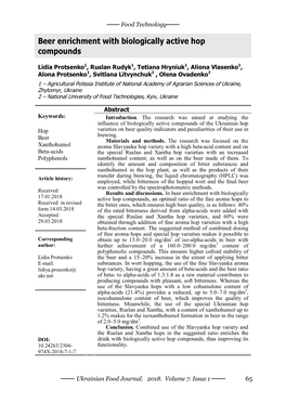 Beer Enrichment with Biologically Active Hop Compounds