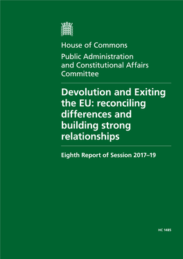 Devolution and Exiting the EU: Reconciling Differences and Building Strong Relationships