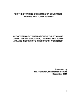 For the Standing Committee on Education, Training and Youth Affairs