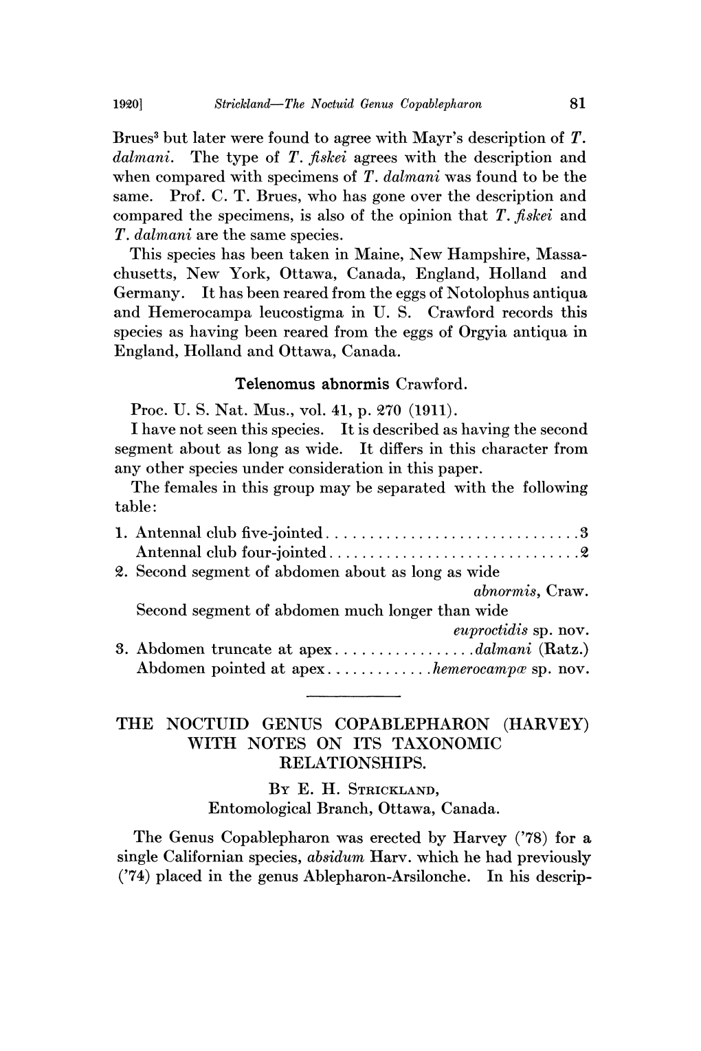 The Noctuid Genus Copablepharon 81