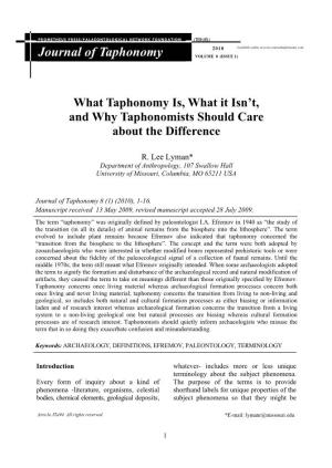 Journal of Taphonomy VOLUME 8 (ISSUE 1)