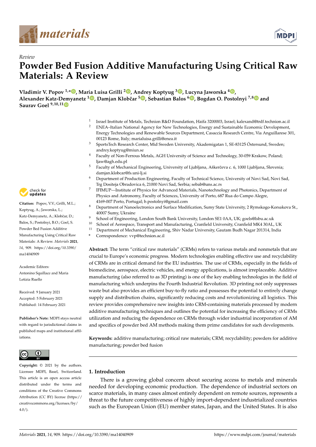 Powder Bed Fusion Additive Manufacturing Using Critical Raw Materials: a Review