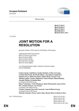 En En Joint Motion for a Resolution