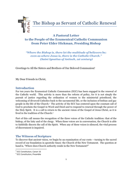 The Bishop As Servant of Catholic Renewal