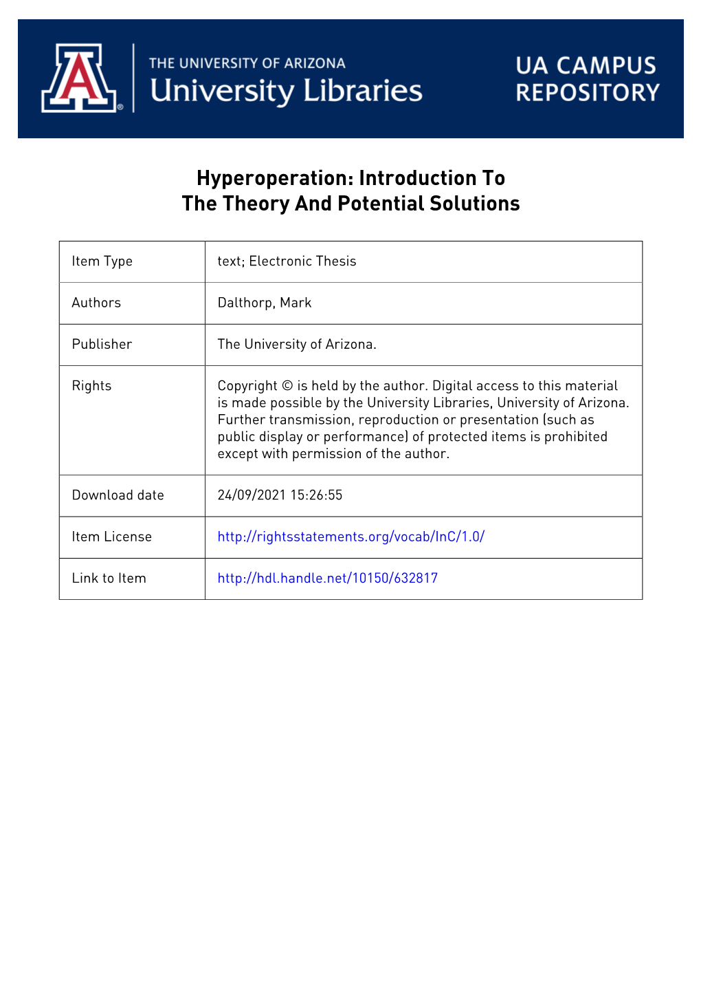 Hyperoperation: Introduction to the Theory and Potential Solutions