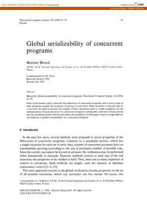 Global Serializability of Concurrent Programs