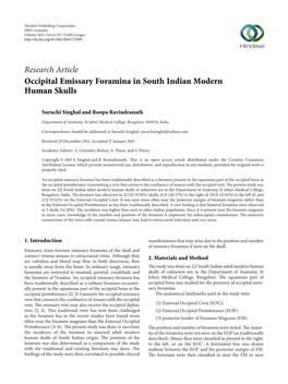 Occipital Emissary Foramina in South Indian Modern Human Skulls