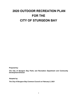 2020 Outdoor Recreation Plan for the City of Sturgeon Bay
