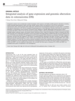 Integrated Analysis of Gene Expression and Genomic Aberration Data in Osteosarcoma (OS)