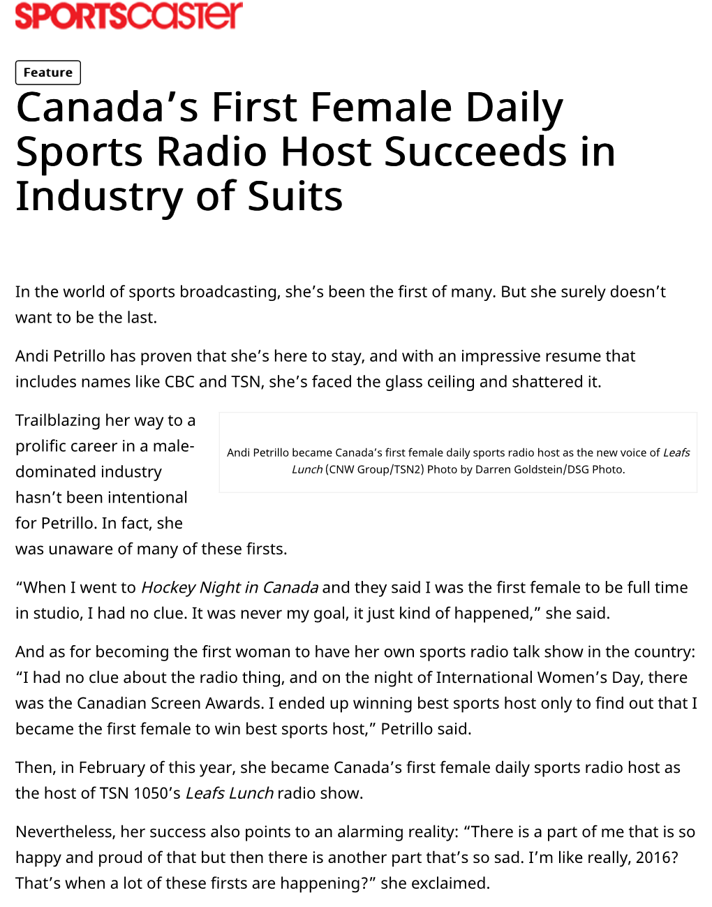 Canada's First Female Daily Sports Radio Host Succeeds in Industry Of