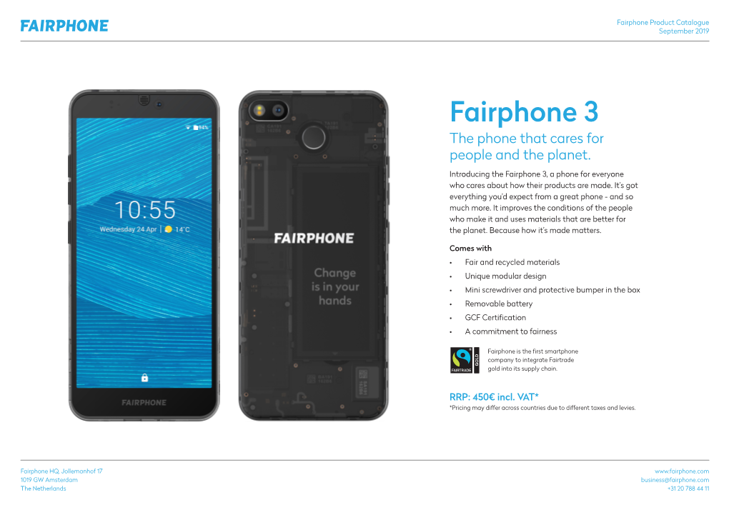 Fairphone 3 the Phone That Cares for People and the Planet