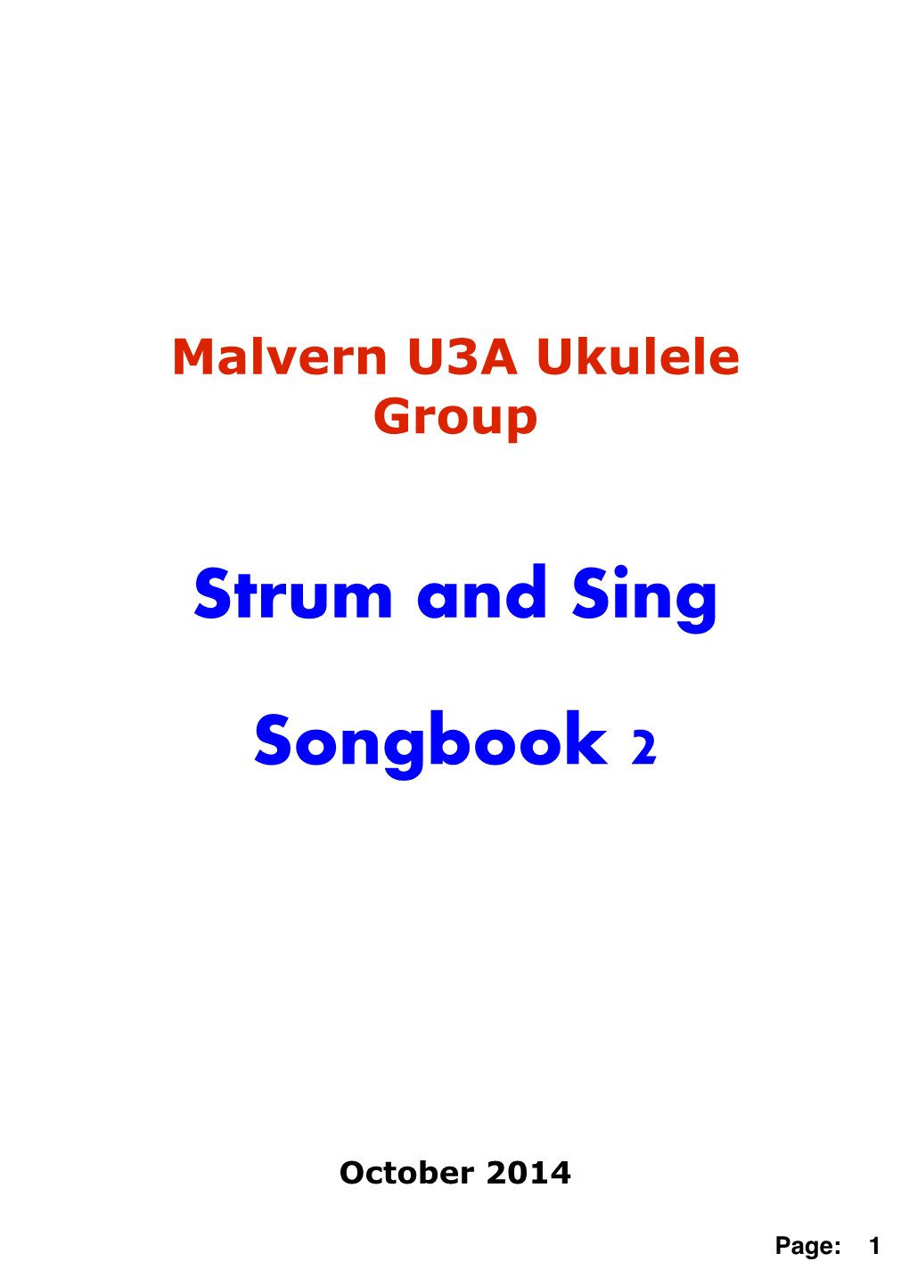 Malvern U3a Ukulele Group Songbook 2