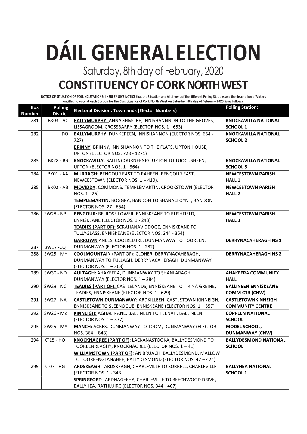 Dáil General Election