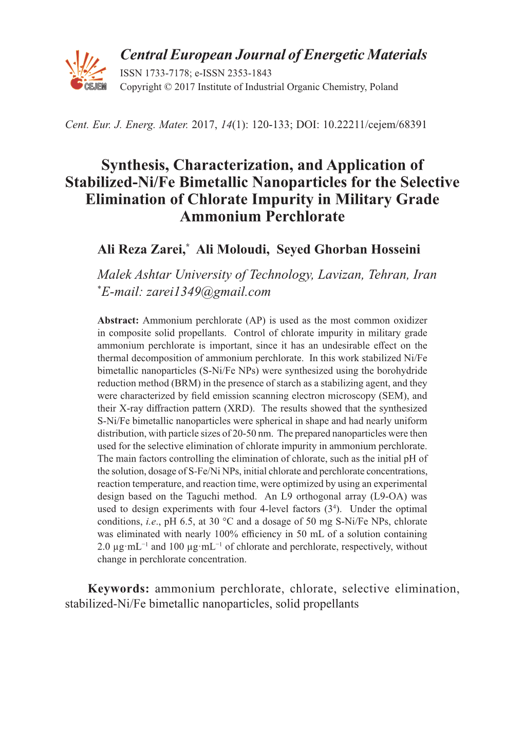 Synthesis, Characterization, and Application of Stabilized-Ni/Fe