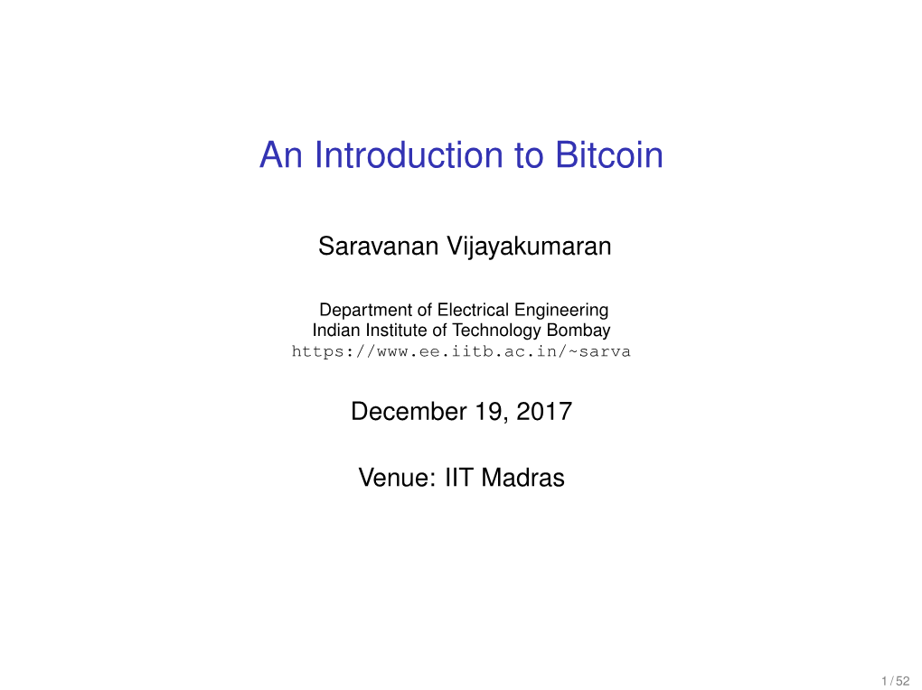 An Introduction to Bitcoin