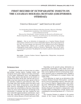 First Record of Ectoparasitic Insects on the Canarian Houbara Bustard (Gruiformes: Otididae)