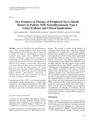 New Frontiers in Therapy of Peripheral Nerve Sheath Tumors In