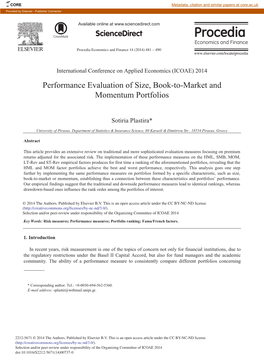 Performance Evaluation of Size, Book-To-Market and Momentum Portfolios