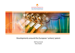 Developments Around the European 'Unitary' Patent