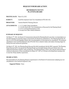 Request for Board Action Henderson County