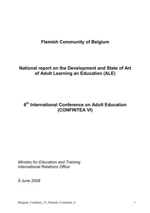 Flemish Community of Belgium National Report on the Development
