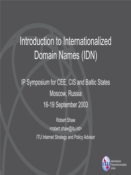 Introduction to Internationalized Domain Names (IDN)