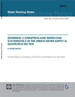 Deterring Corruption and Improving Governance in the URBAN Water Supply & Sanitation Sector