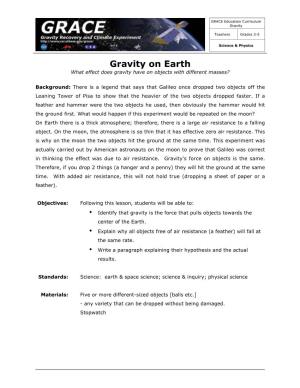Gravity on Earth What Effect Does Gravity Have on Objects with Different Masses?