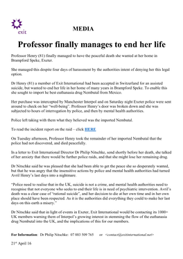 Professor Finally Manages to End Her Life