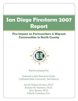 San Diego Firestorm 2007 Report