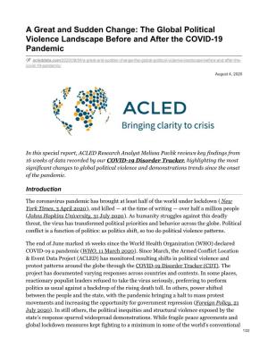 A Great and Sudden Change: the Global Political Violence Landscape Before and After the COVID-19 Pandemic
