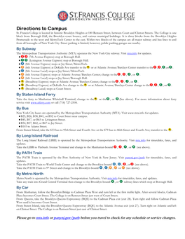 Directions to Campus St