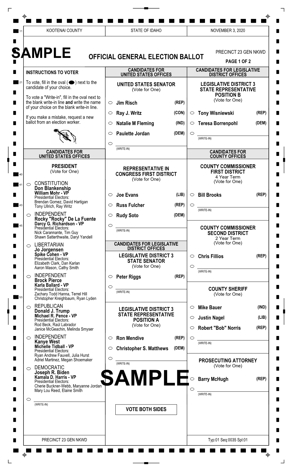 3Pg SAMPLE BALLOT